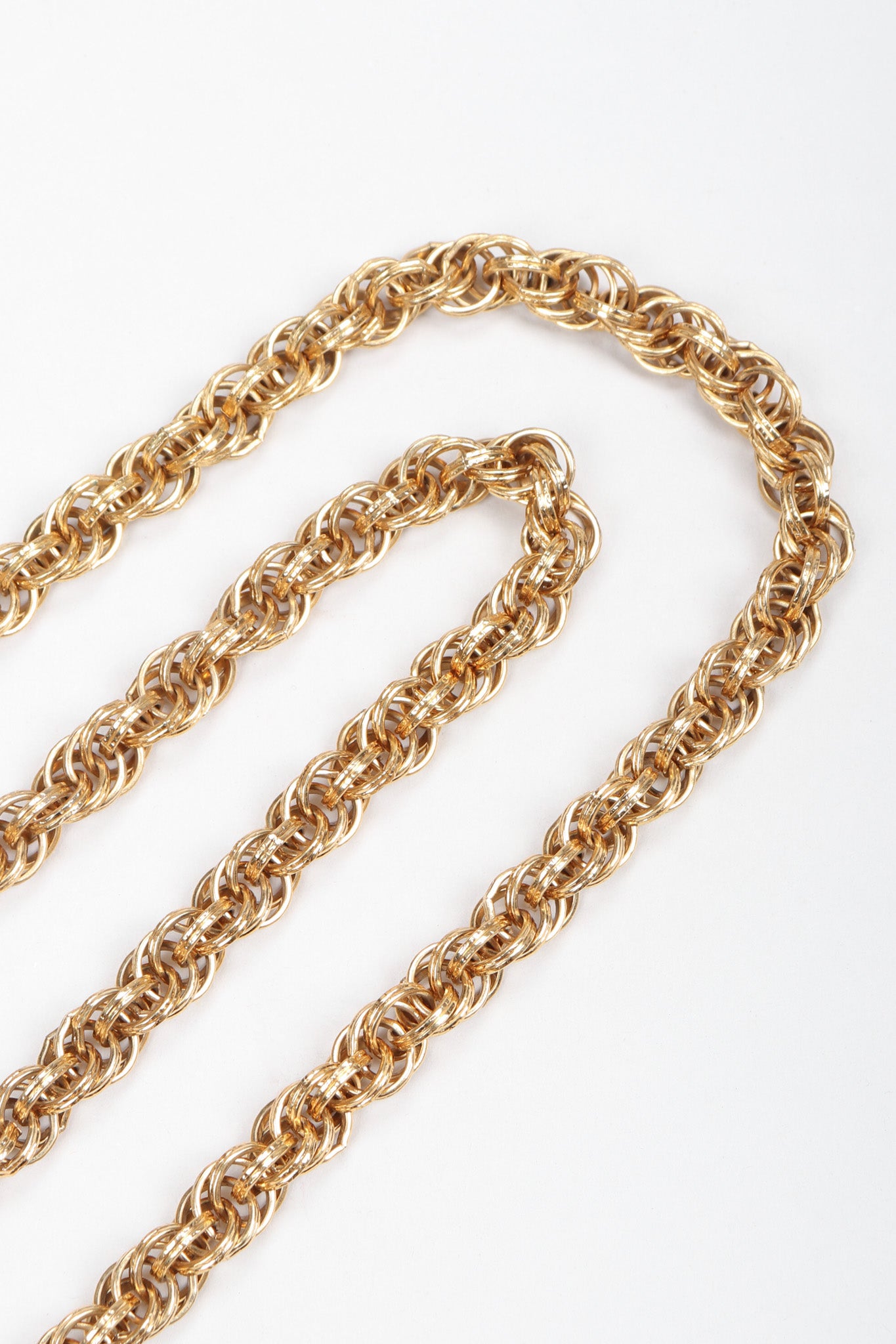 Recess Los Angeles Vintage Monet Gold Tassel Wrap Necklace Belt Chain detail