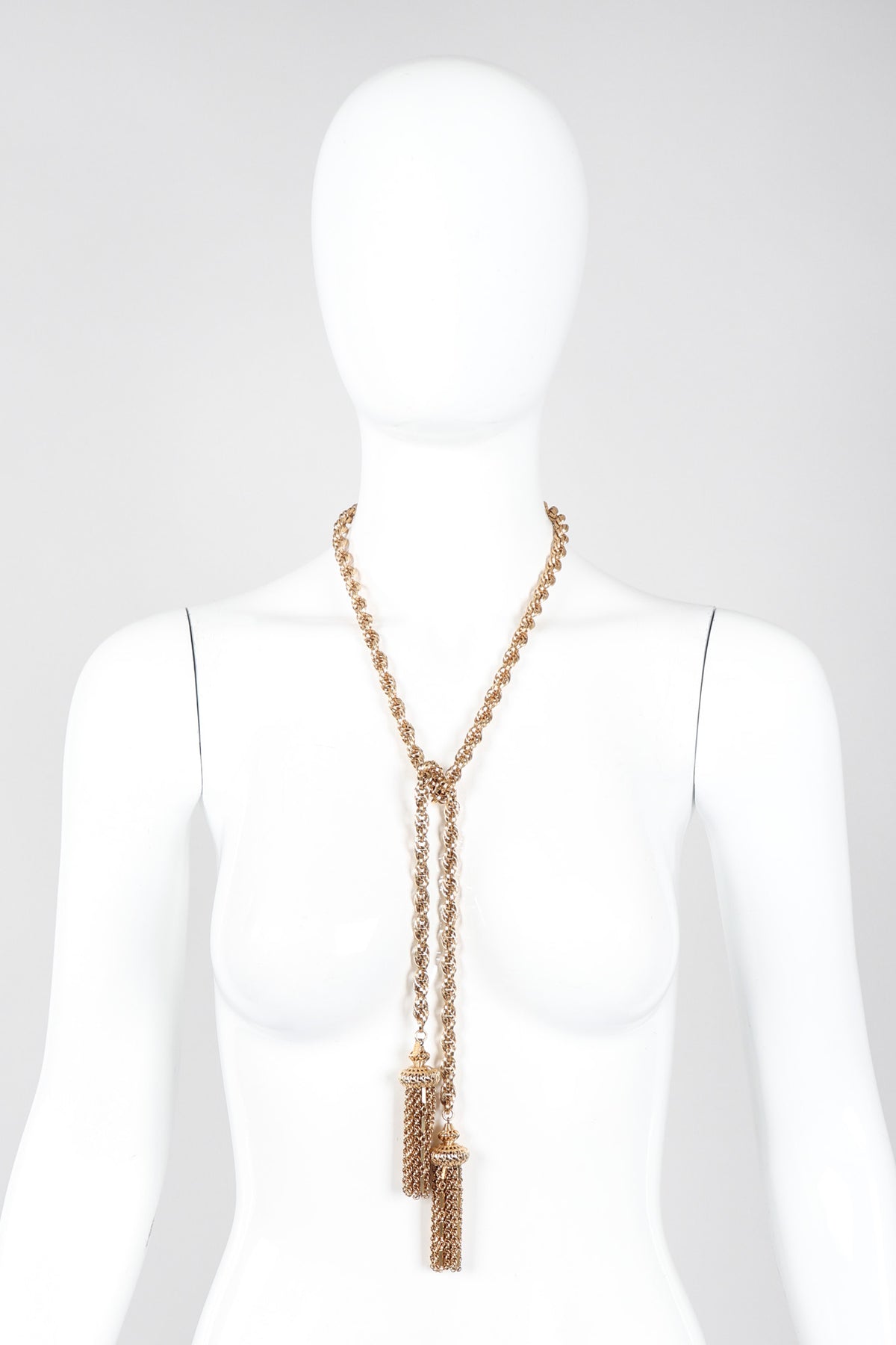 Vintage Gold Tone Tassel Necklace Belt Accessory Vintage Monet Gold Tassel Wrap Necklace Belt III – Recess main image 3