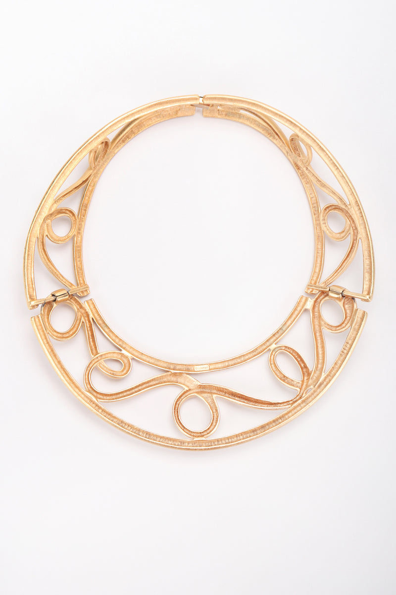 Recess Designer Consignment Vintage Monet Brushed Swirl Cage Collar Costume Jewelry Los Angeles resale