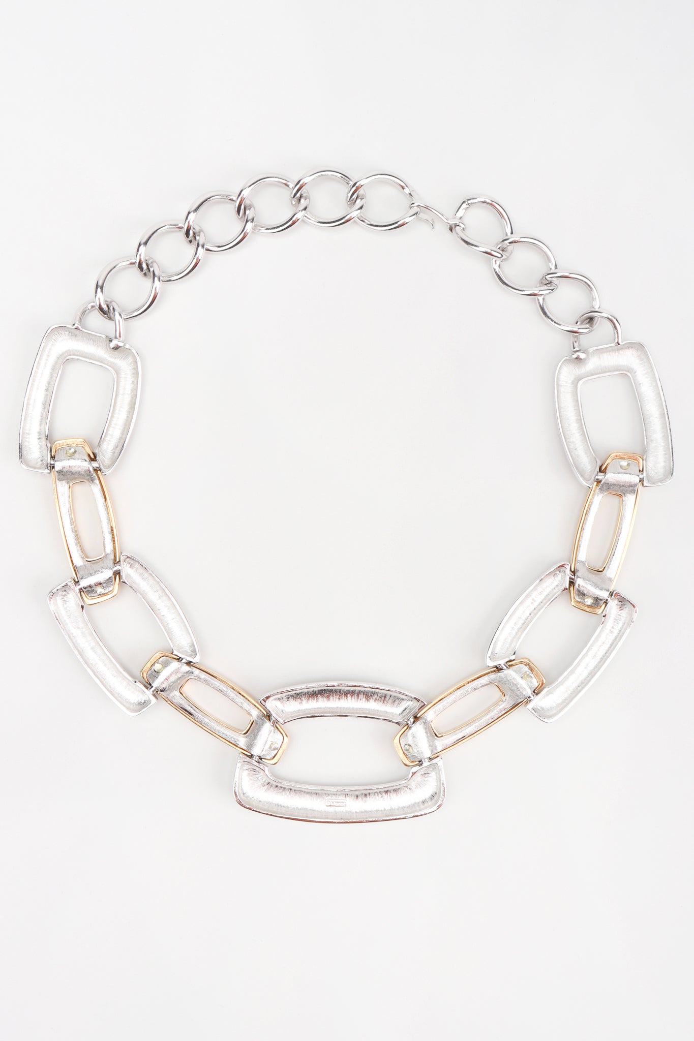 Recess Los Angeles Designer Consignment Vintage Monet Rectangle Link Collar Necklace Costume Jewelry