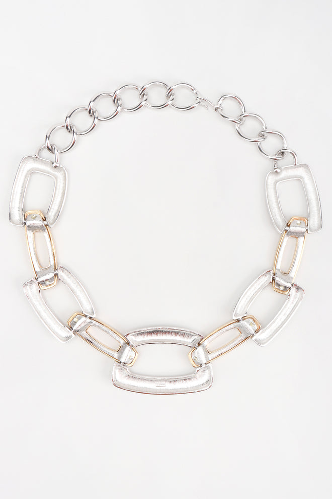 Recess Los Angeles Designer Consignment Vintage Monet Rectangle Link Collar Necklace Costume Jewelry