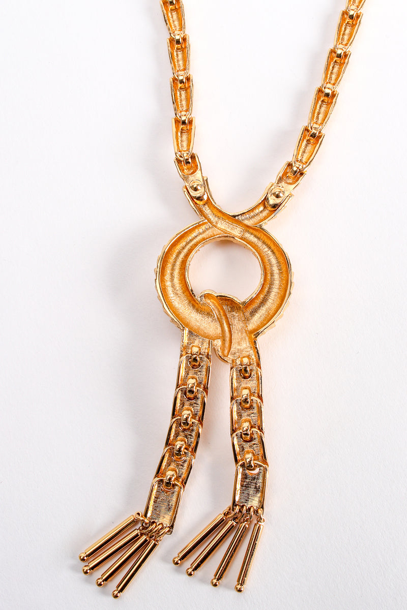 Vintage Monet Dragon Scale Knot Tassel Necklace backside at Recess Los Angeles