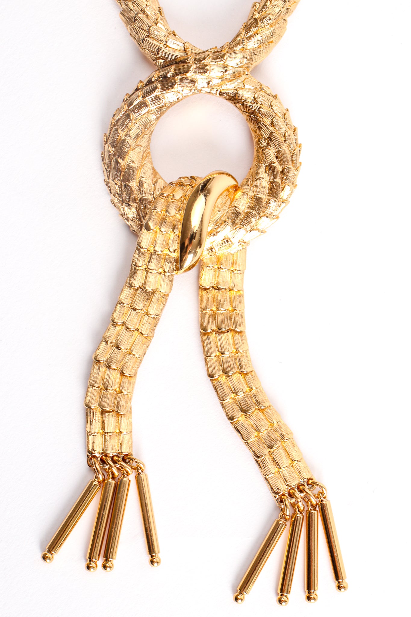 Vintage Monet Dragon Scale Knot Tassel Necklace tassel at Recess Los Angeles