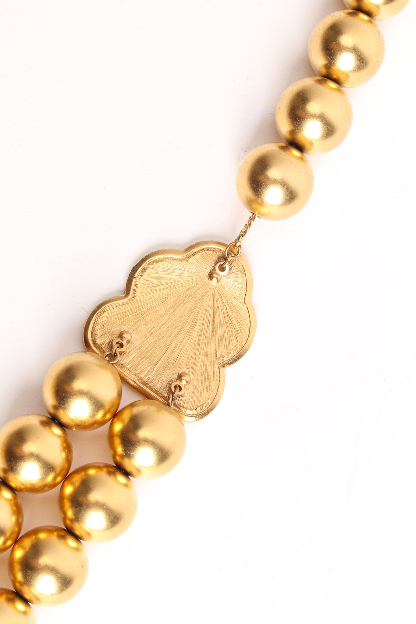 Vintage Monet Leaf Pendant Beaded Necklace small pendant back @ Recess LA