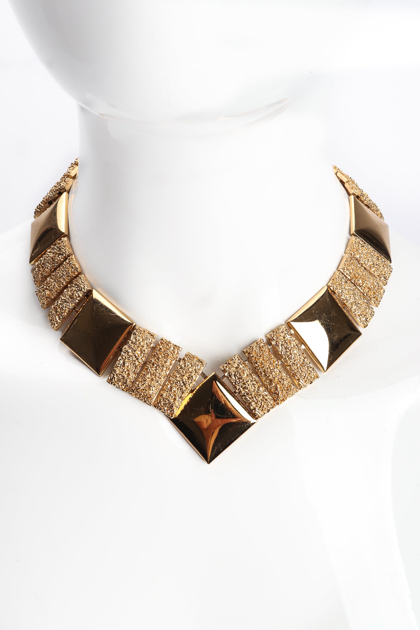 Vintage Monet Textured Pointed Collar Necklace on Mannequin at Recess Los Angeles