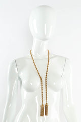 Vintage Monet Metal Twist Tassel Wrap Lariat open ended mannequin @ Recess Los Angeles