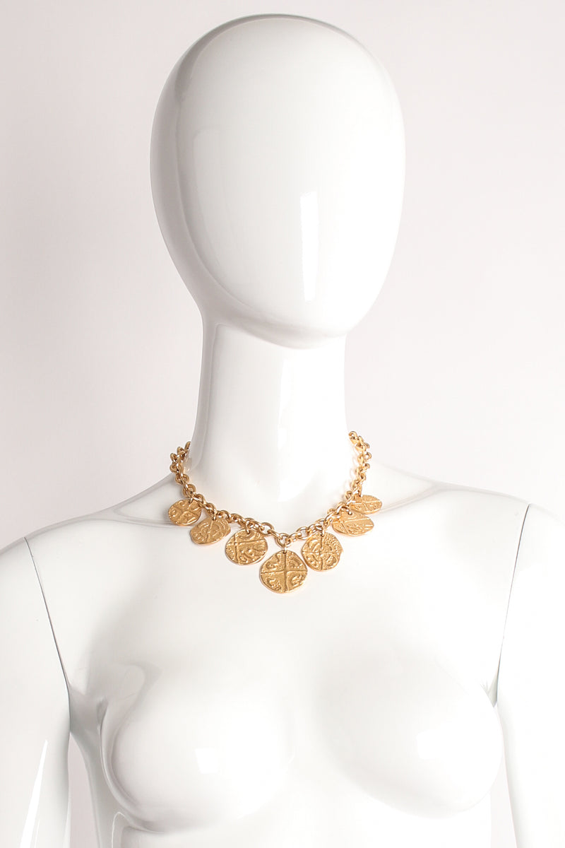 Vintage Monet Matte Coin Collar Necklace mannequin at Recess Los Angeles