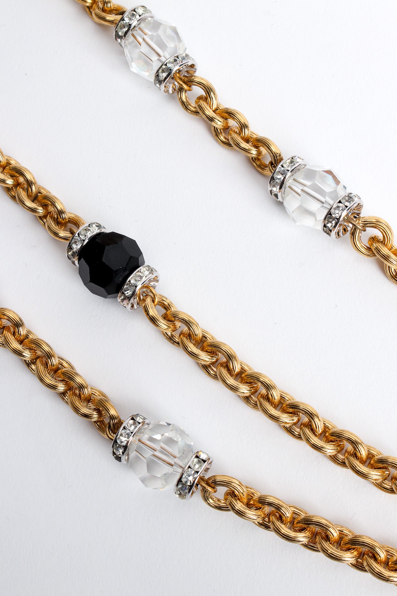 Vintage Monet Triple Chain Crystal & Rhinestone Necklace chain links @ Recess LA