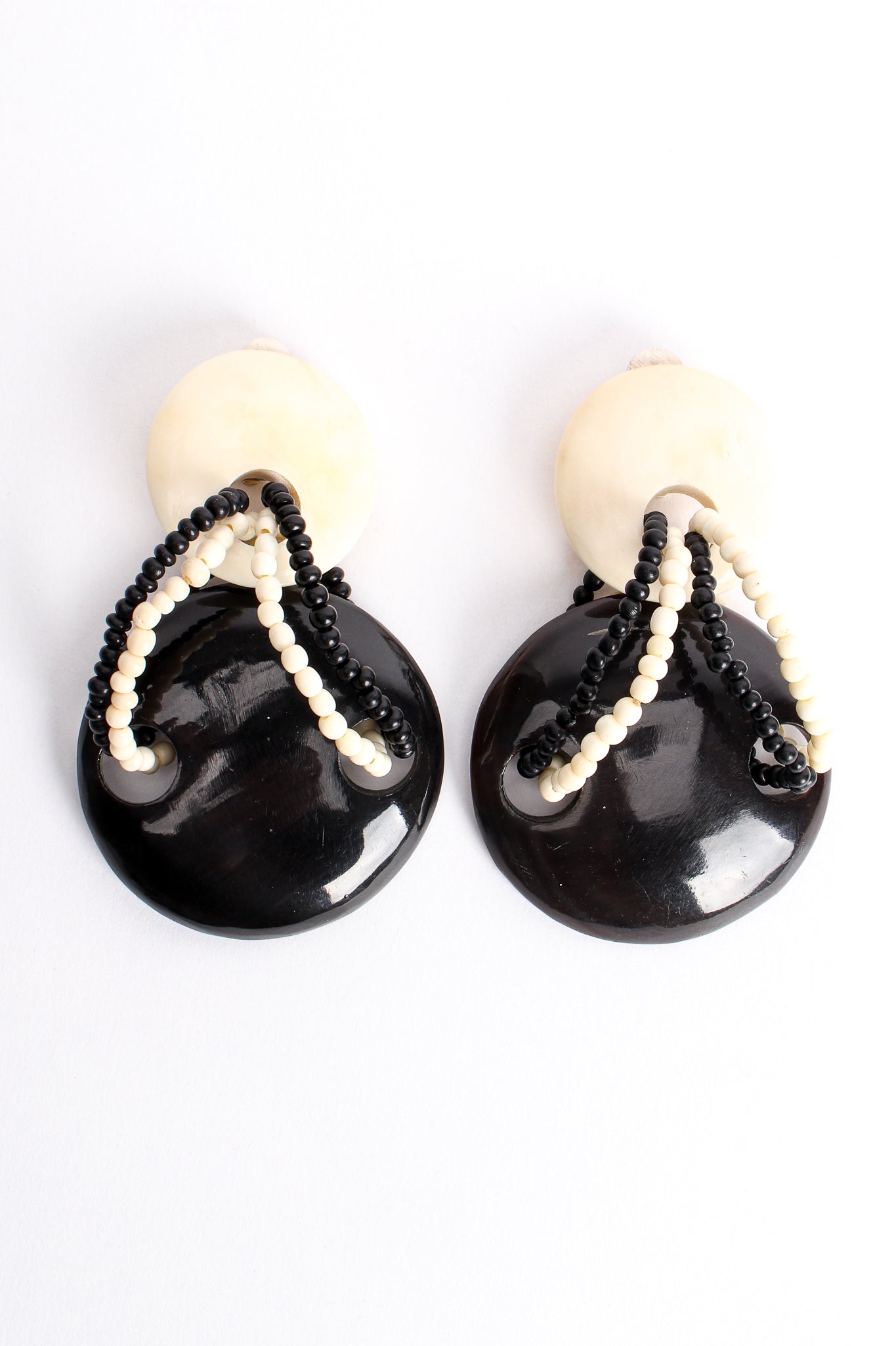 Gerda Lynggaard Pour Monies Vintage Beaded Bone Horn collar Necklace & Earring Set at Recess LA