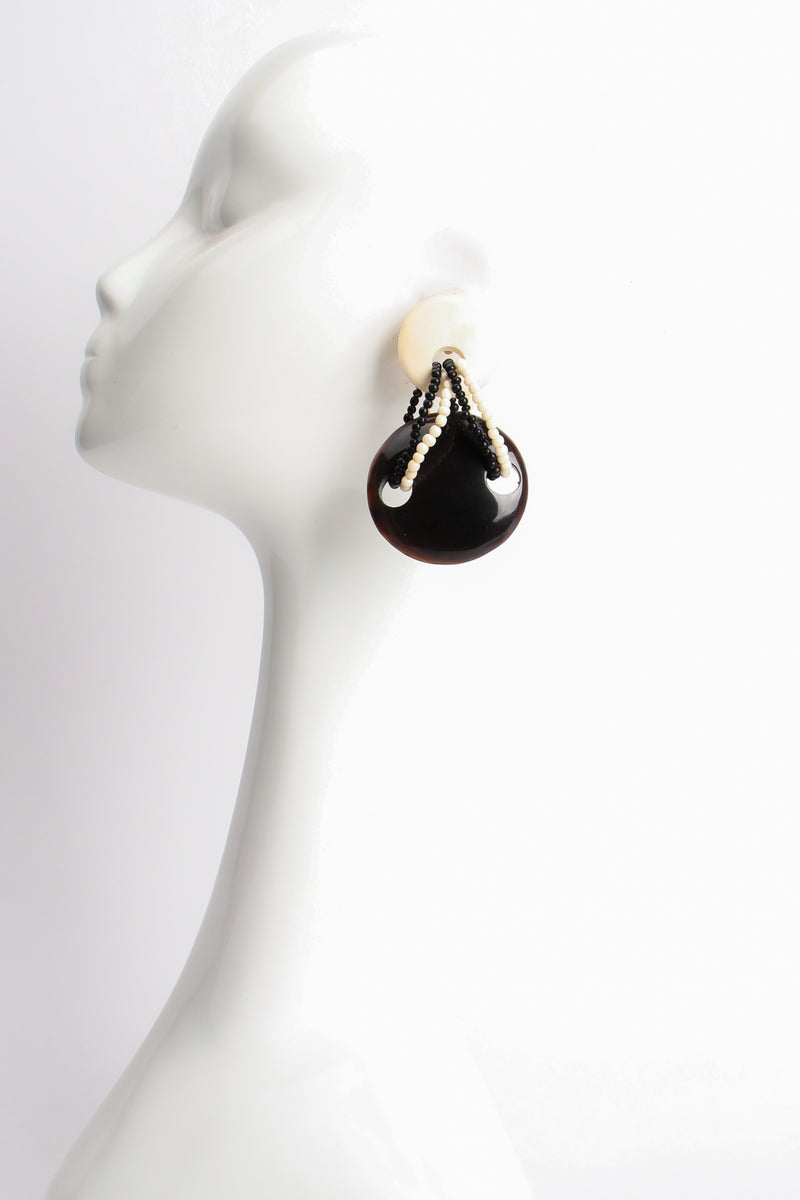 Gerda Lynggaard Pour Monies Vintage Beaded Bone Horn Necklace & Earring Set mannequin at Recess