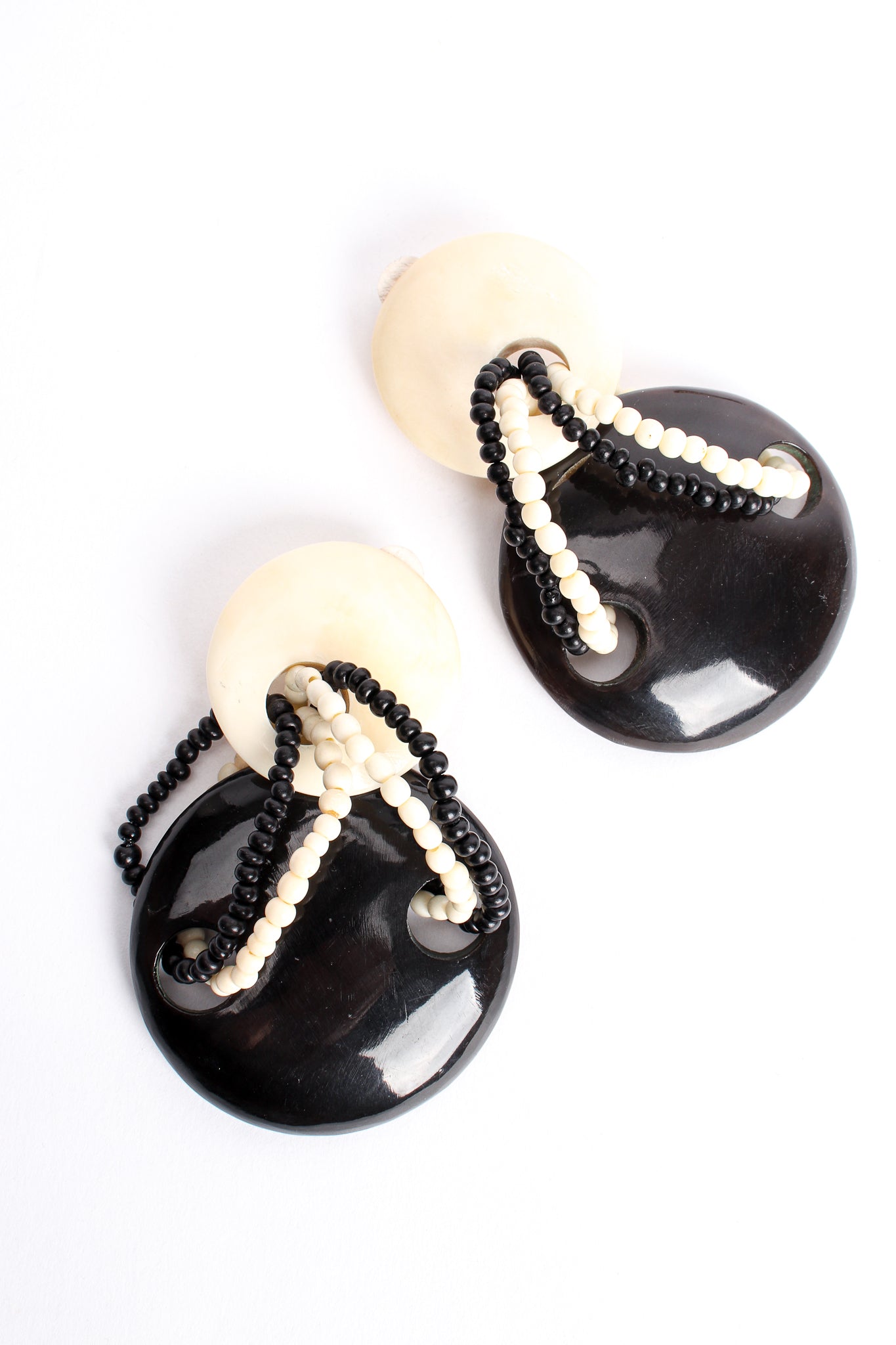 Gerda Lynggaard Pour Monies Vintage Beaded Bone Horn collar Necklace & Earring Set at Recess LA