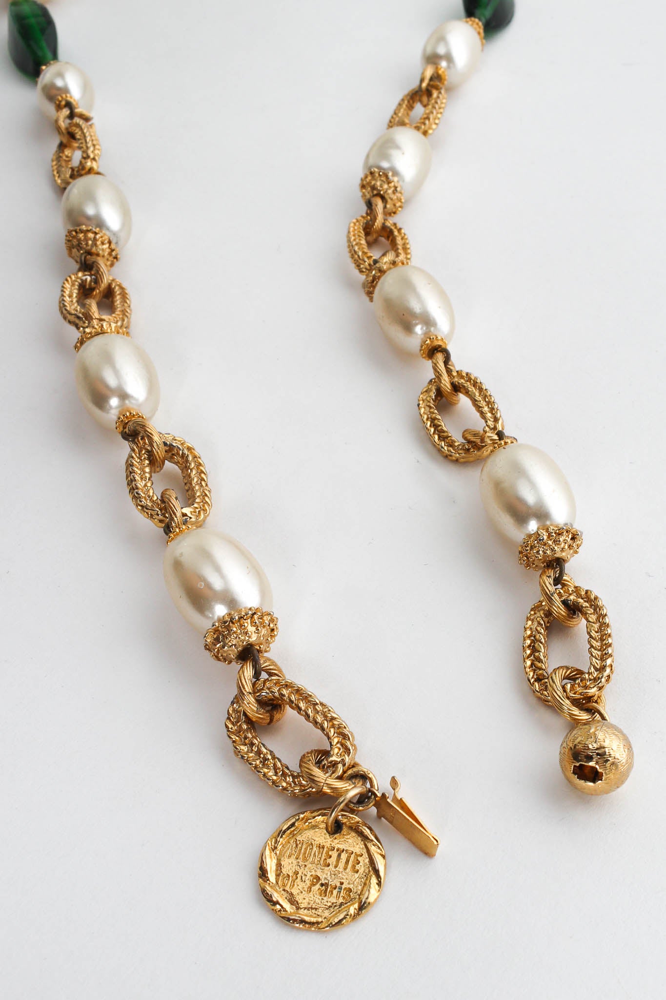 Vintage Monette of Paris Baroque Pearl & Glass Bead Necklace unclasped/signed @ Recess LA