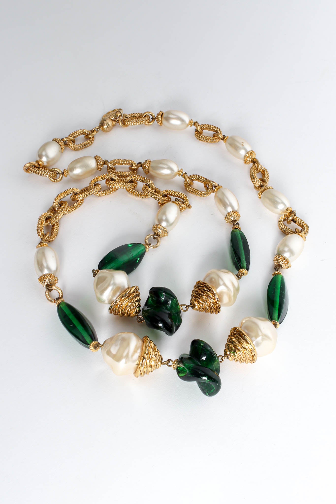 Vintage Monette of Paris Baroque Pearl & Glass Bead Necklace front @ Recess LA