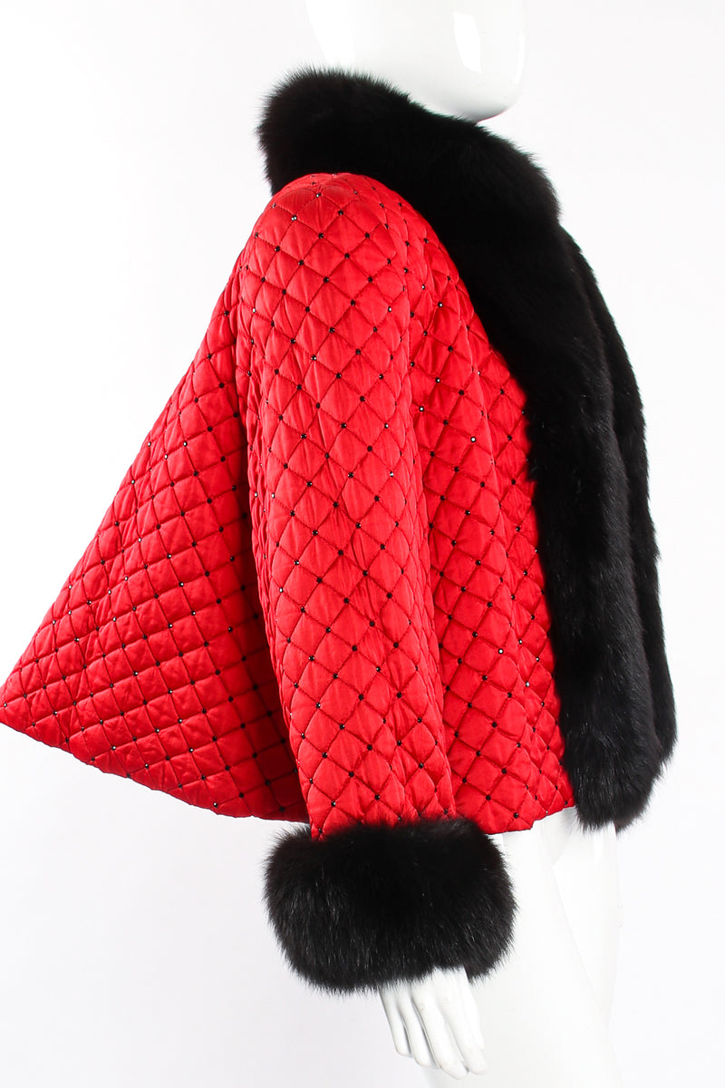 Vintage Montaldos Quilted Fur Trim Swing Jacket on Mannequin silhouette at Recess Los Angeles