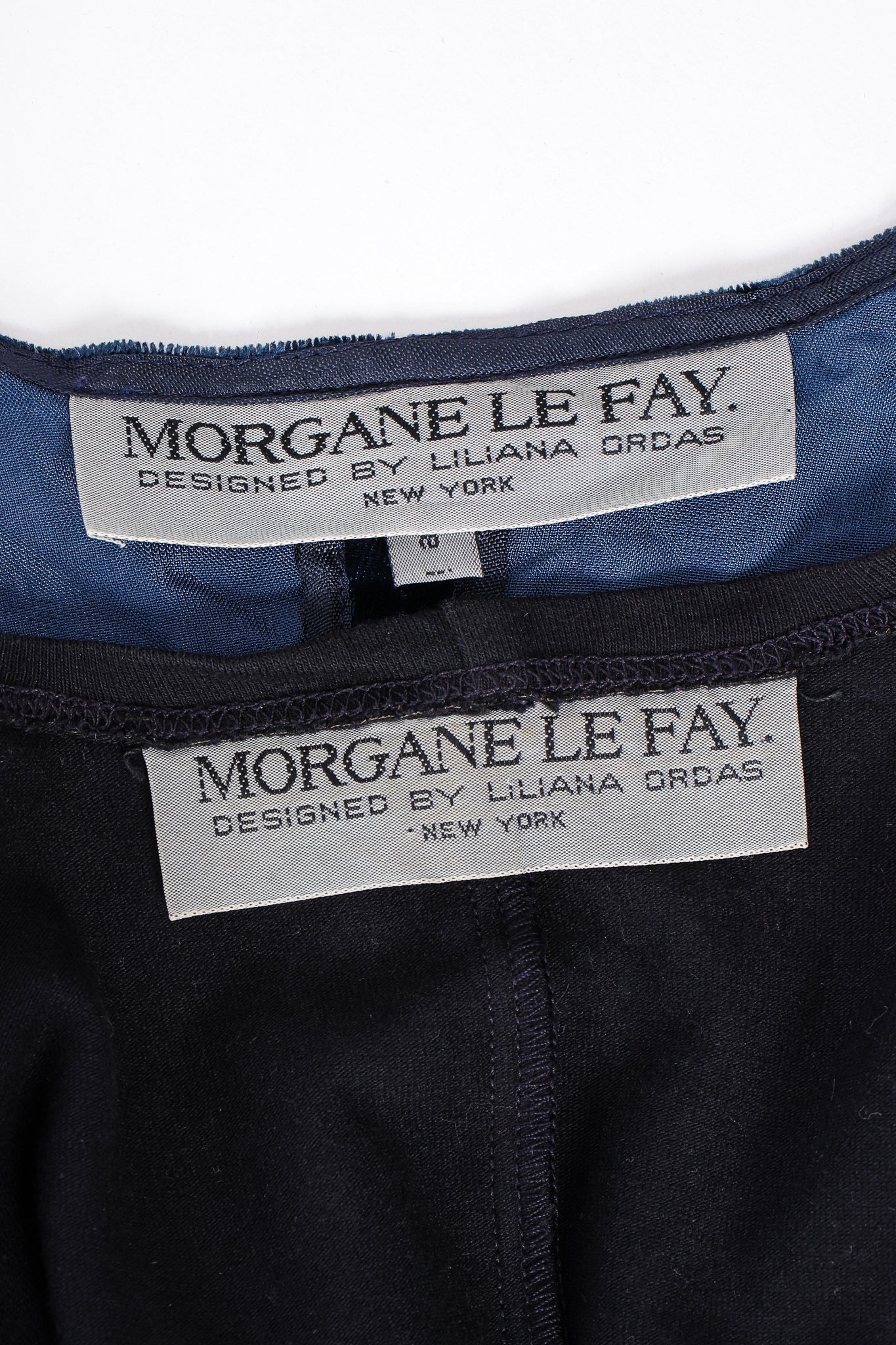 Vintage Morgane Le Fay Crushed Velvet Top & Dress Set labels at Recess Los Angeles