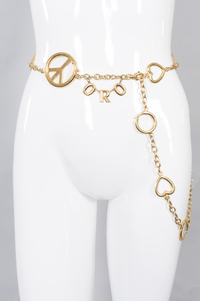 Moschino Peace Love Oro Belt Accessory Chain