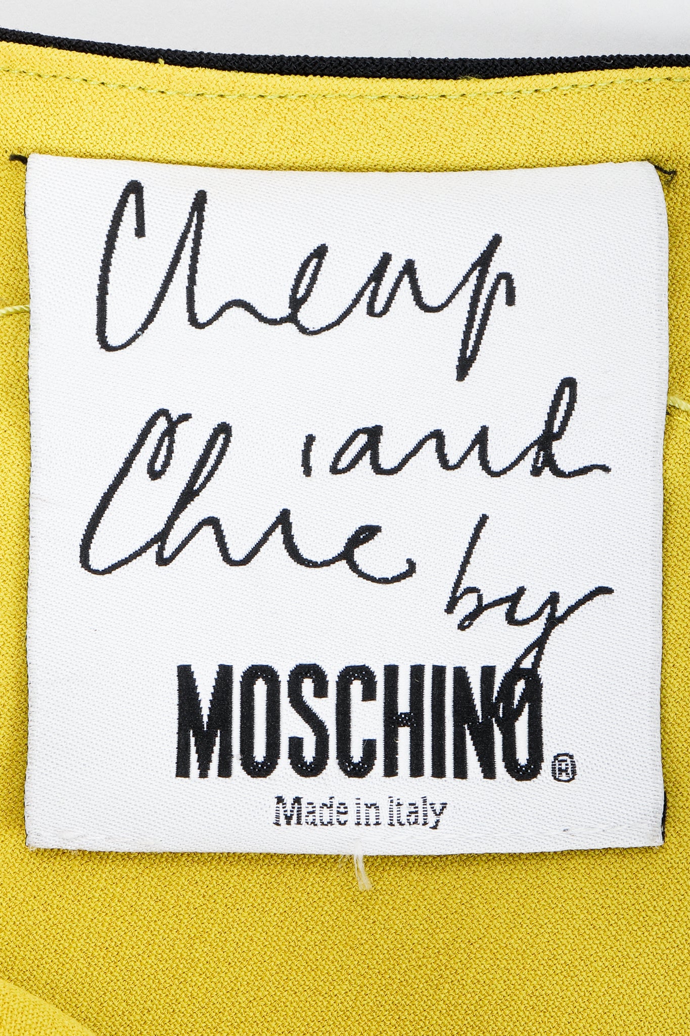 Vintage Moschino Cheap And Chic O-Ring Mermaid Skirt label on fabric At Recess Los Angeles