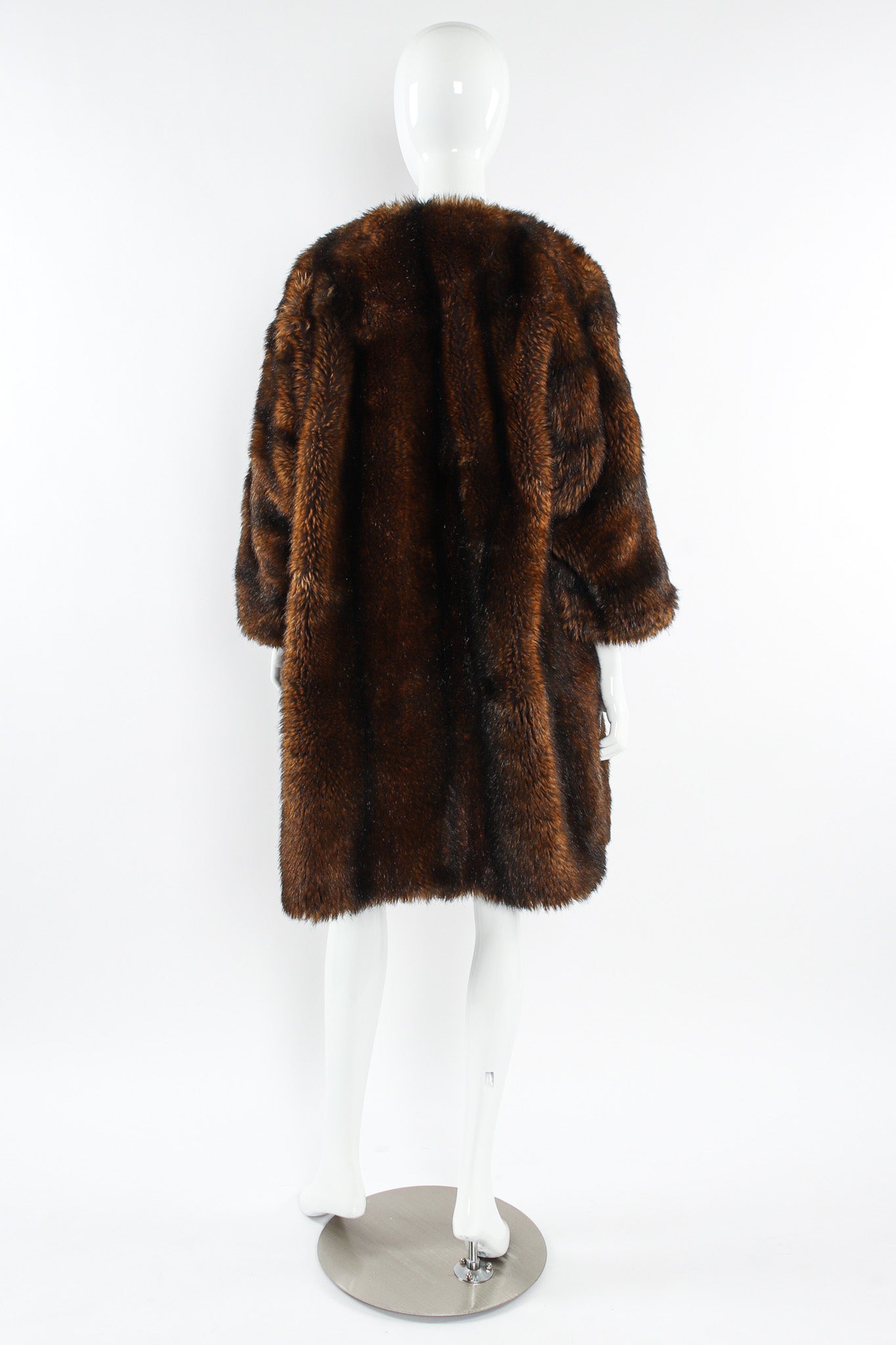 Vintage Moschino Fur For Fun Striped Faux Fur Coat mannequin back @ Recess LA