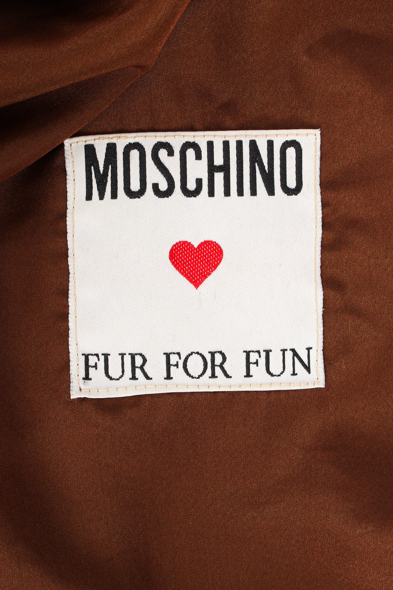 Vintage Moschino Fur For Fun Striped Faux Fur Coat tag @ Recess LA