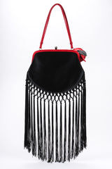 Recess Los Angeles Vintage Moschino Embroidered Satin Piano Shawl Frame Handbag
