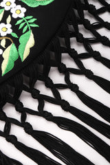 Recess Los Angeles Vintage Moschino Embroidered Satin Piano Shawl Frame Handbag