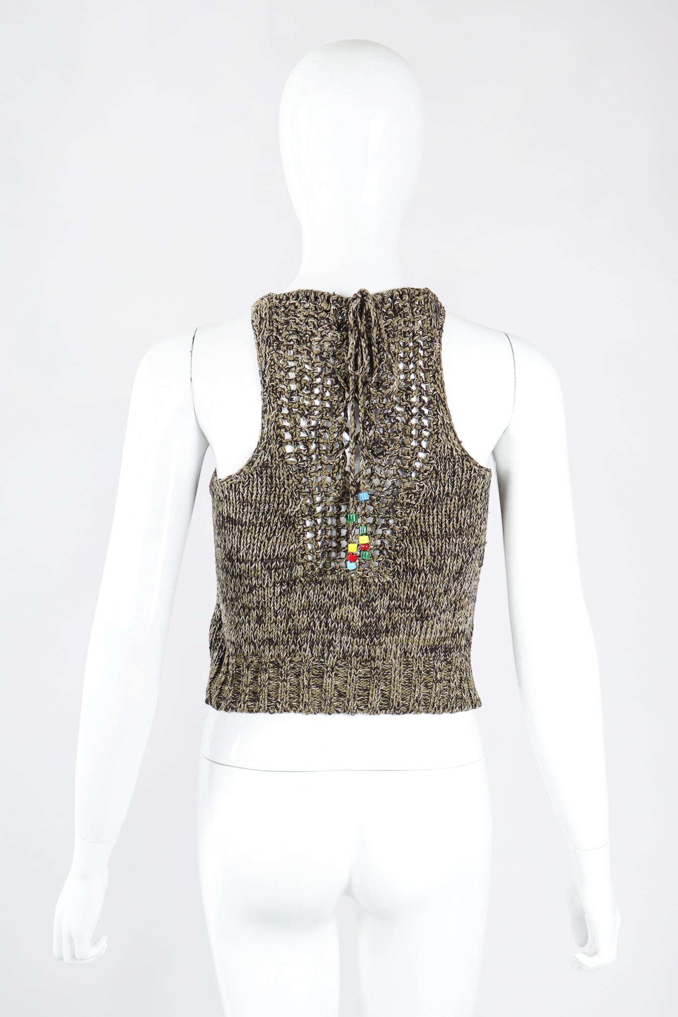 Recess Los Angeles Designer Consignment Vintage Moschino Braid Knit Bead Bob Marley Top