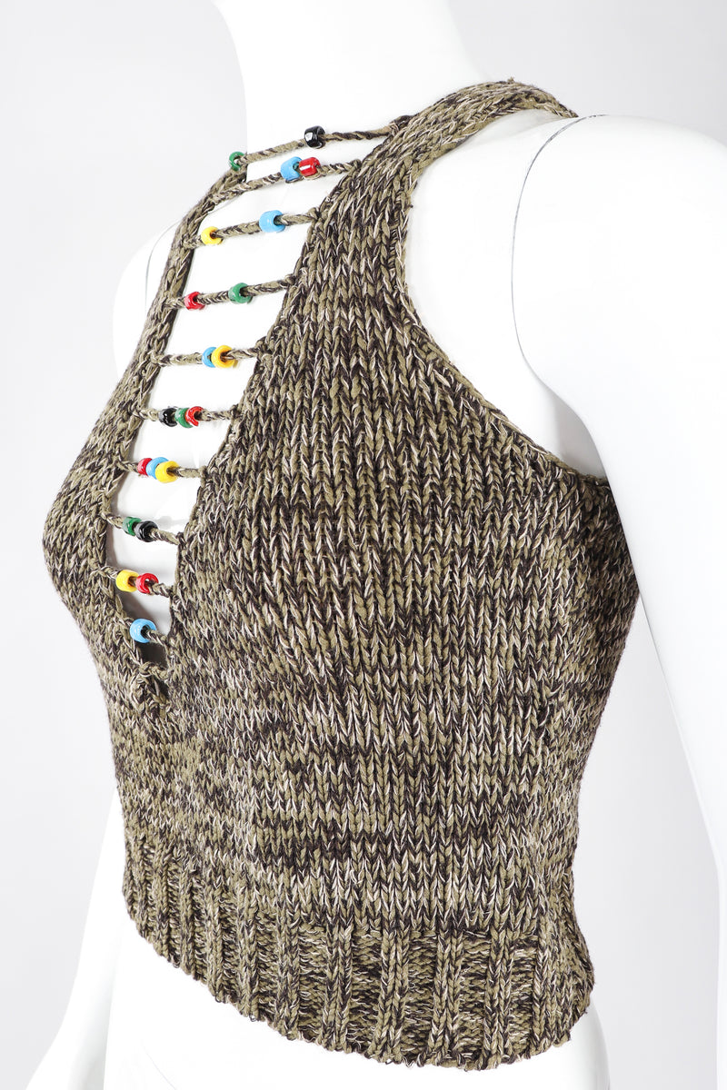 Recess Los Angeles Designer Consignment Vintage Moschino Braid Knit Bead Bob Marley Top