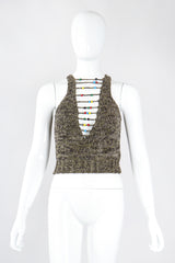 Recess Los Angeles Designer Consignment Vintage Moschino Braid Knit Bead Bob Marley Top
