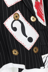 Recess Los Angeles Vintage Moschino Jeremy Scott Anarchy Anarchist Label Appliqué Rebel Pinstripe Jacket