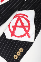 Recess Los Angeles Vintage Moschino Jeremy Scott Anarchy Anarchist Label Appliqué Rebel Pinstripe Jacket