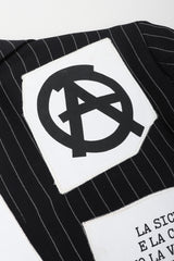 Recess Los Angeles Vintage Moschino Jeremy Scott Anarchy Anarchist Label Appliqué Rebel Pinstripe Jacket