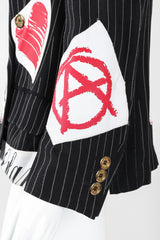 Recess Los Angeles Vintage Moschino Jeremy Scott Anarchy Anarchist Label Appliqué Rebel Pinstripe Jacket