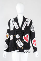 Recess Los Angeles Vintage Moschino Couture Repetita Juvant Jeremy Scott Anarchy Anarchist Label Appliqué Rebel Pinstripe Jacket