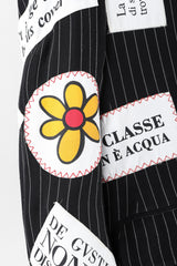 Recess Los Angeles Vintage Moschino Jeremy Scott Anarchy Anarchist Label Appliqué Rebel Pinstripe Jacket