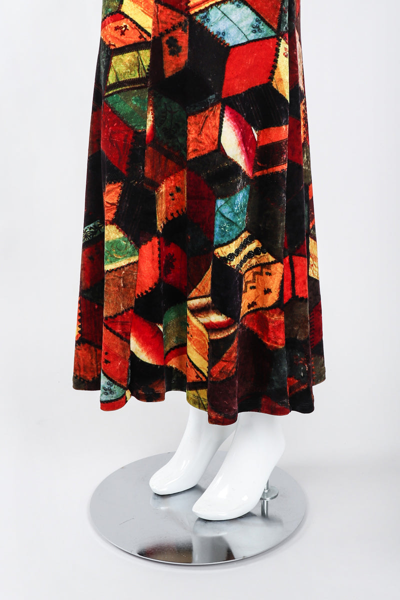 Recess Los Angeles Vintage Moschino Stretch Velvet Patchwork Print Underwire Dress