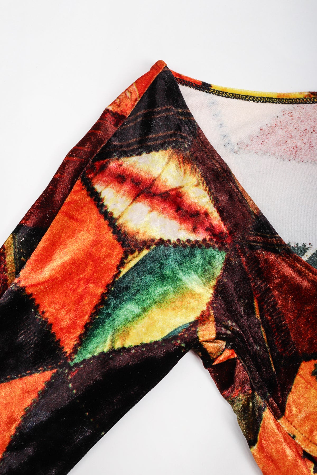 vintage MOSCHINO パズル柄 ワンピース N3290 Vintage Moschino Stretch Velvet Patchwork Print Underwire Dress