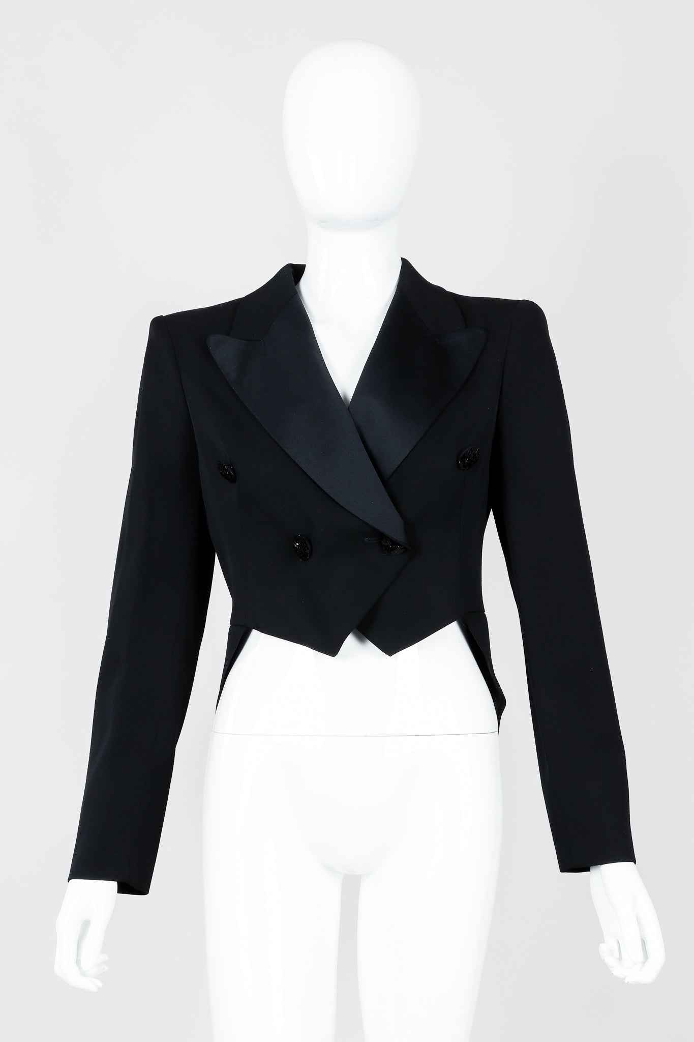Vintage Moschino Cropped Tailcoat on Mannequin front, at Recess Los Angeles