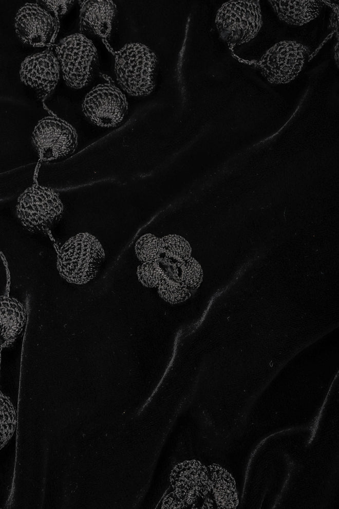 Recess Los Angeles Vintage Moschino Black Velvet Crochet Pompom Fringe Weeping Willow Skirt