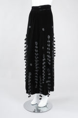 Recess Los Angeles Vintage Moschino Black Velvet Crochet Pompom Fringe Weeping Willow Skirt