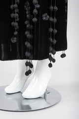 Recess Los Angeles Vintage Moschino Black Velvet Crochet Pompom Fringe Weeping Willow Skirt