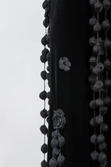 Recess Los Angeles Vintage Moschino Black Velvet Crochet Pompom Fringe Weeping Willow Skirt