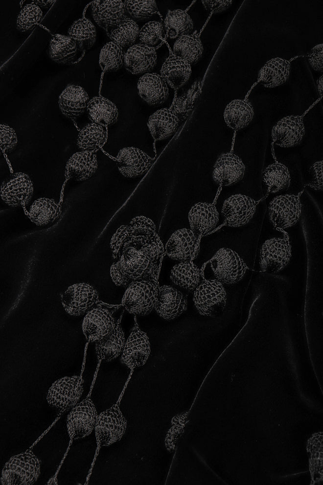 Recess Los Angeles Vintage Moschino Black Velvet Crochet Pompom Fringe Weeping Willow Skirt