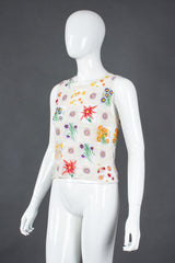 Recess Los Angeles Vintage Moschino Cheap And Chic Sheer Floral Embroidered Crochet Top
