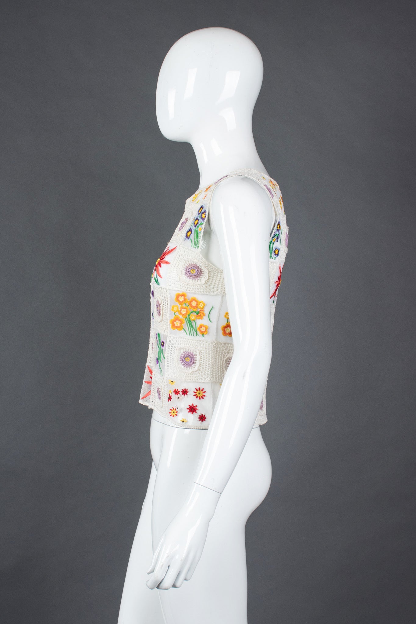 Recess Los Angeles Vintage Moschino Cheap And Chic Sheer Floral Embroidered Crochet Top