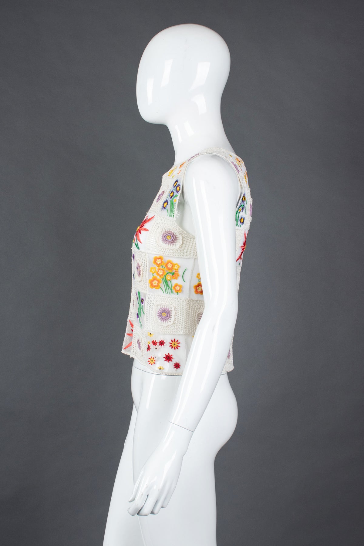 Vintage Moschino Cheap And Chic Sheer Floral Embroidered Crochet