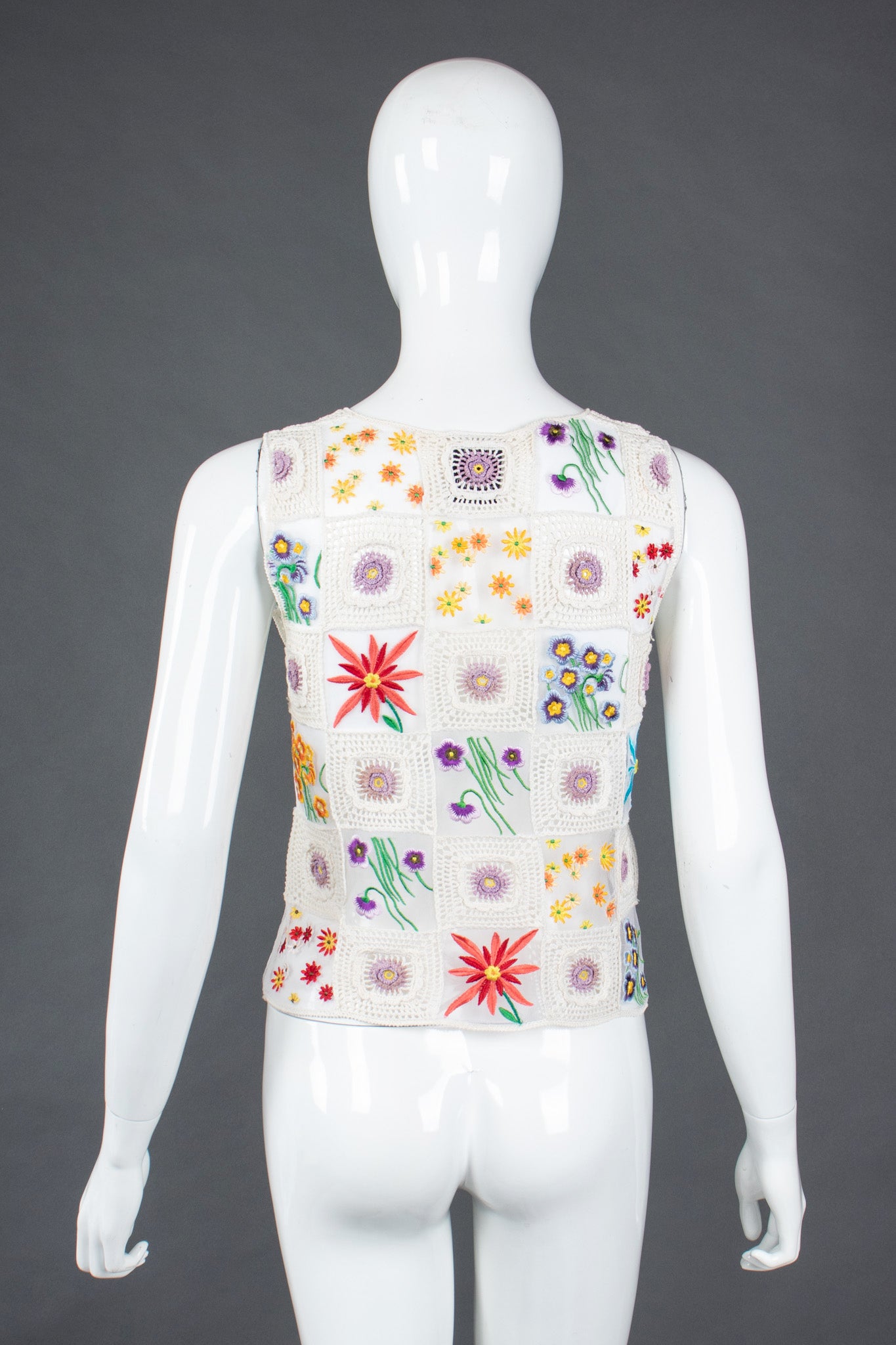 Recess Los Angeles Vintage Moschino Cheap And Chic Sheer Floral Embroidered Crochet Top