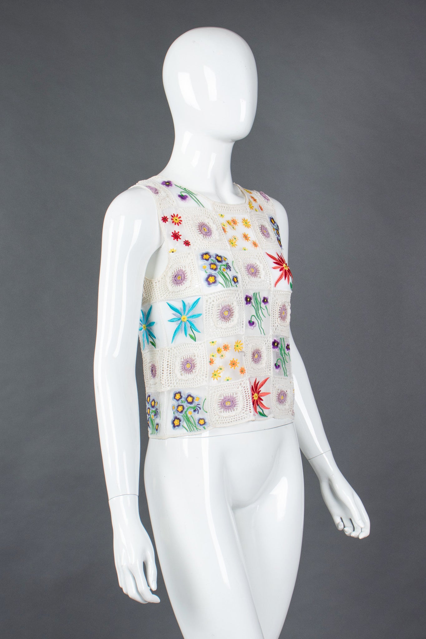 Recess Los Angeles Vintage Moschino Cheap And Chic Sheer Floral Embroidered Crochet Top