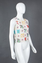 Recess Los Angeles Vintage Moschino Cheap And Chic Sheer Floral Embroidered Crochet Top