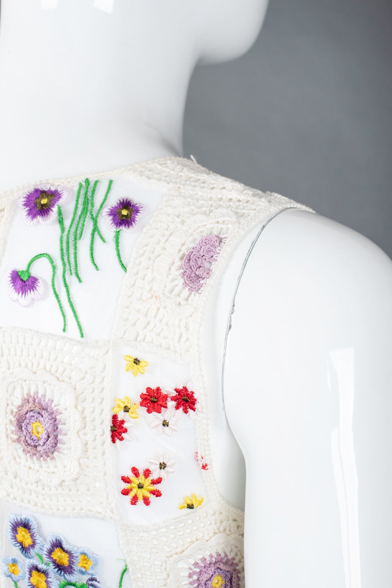 Recess Los Angeles Vintage Moschino Cheap And Chic Sheer Floral Embroidered Crochet Top