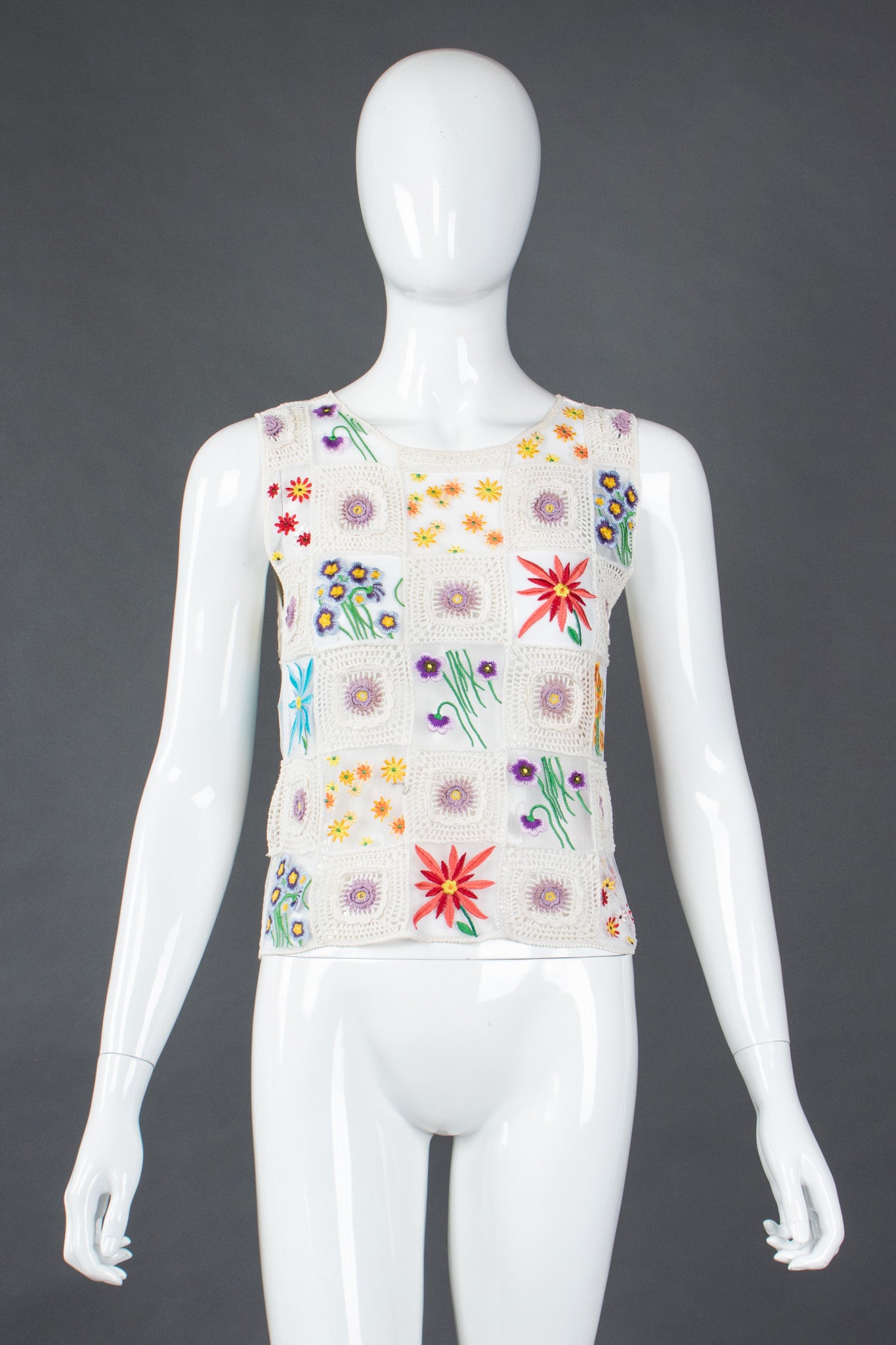 Recess Los Angeles Vintage Moschino Cheap And Chic Sheer Floral Embroidered Crochet Top